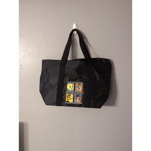 WB Looney Tunes Black Tote Bag With Bugs Bunny, Daffy Duck, Tweety, & Taz